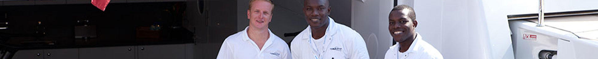 Three superyacht engineers at the Monaco Yacht Show