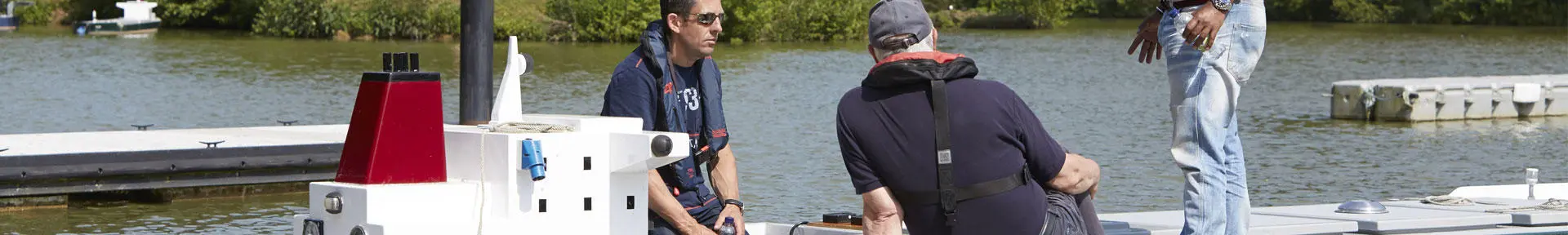 Pilots under instruction on one of the jetties at the ship handling centre