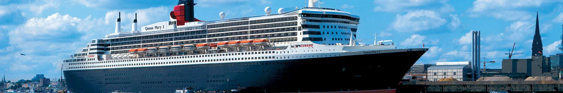 The Cunard cruise ship, Queen Mary 2 tied up alongside in port