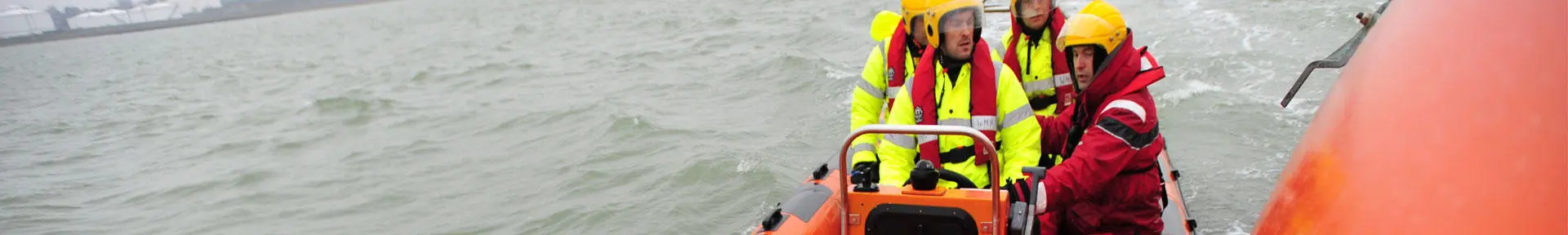 Fast rescue boat students in a RIB on the Solent