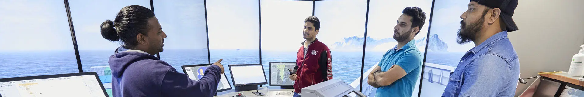 Deck officers in the bridge simulator