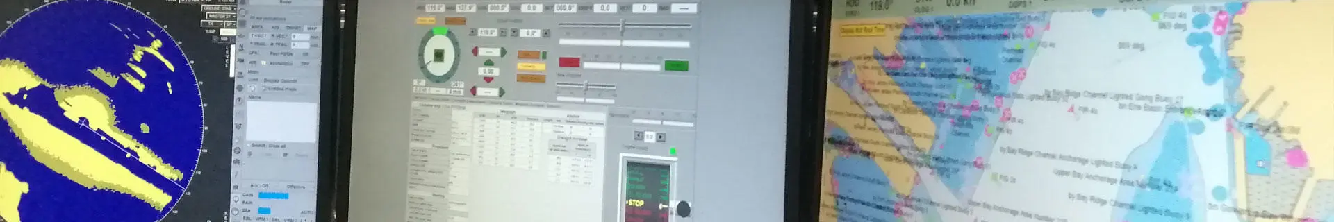 Close up of radar and electronic navigation screens