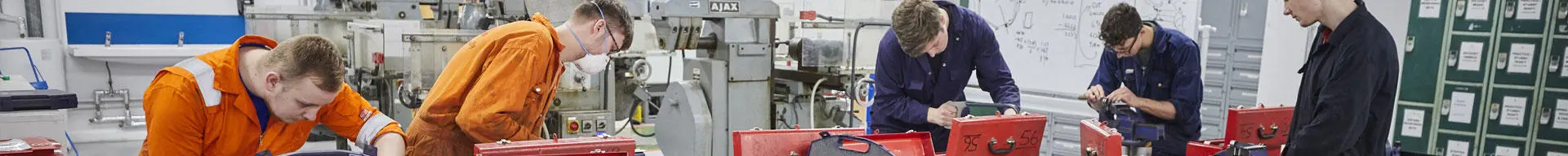 A group of marine engineers in the workshops