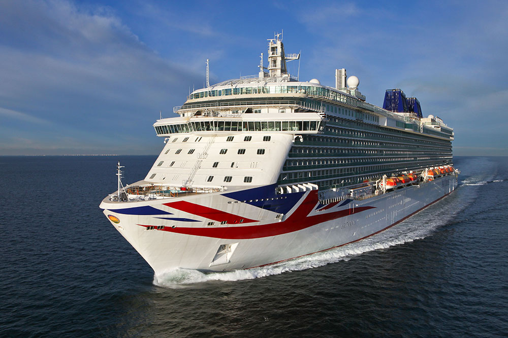 P&O Cruises ship, Britannia at sea. Photo courtesy of Carnival.