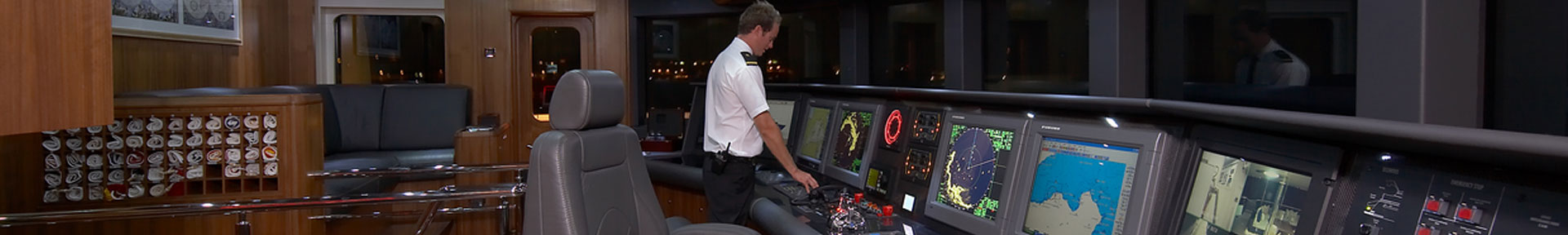 Deck officer on the bridge of a superyacht