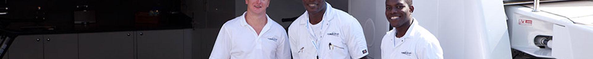 Three superyacht engineers at the Monaco Yacht Show