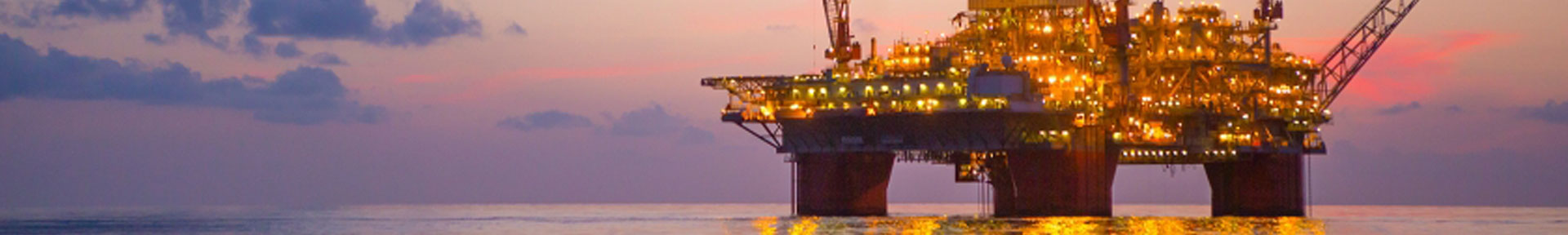 A BP offshore oil platform at dusk