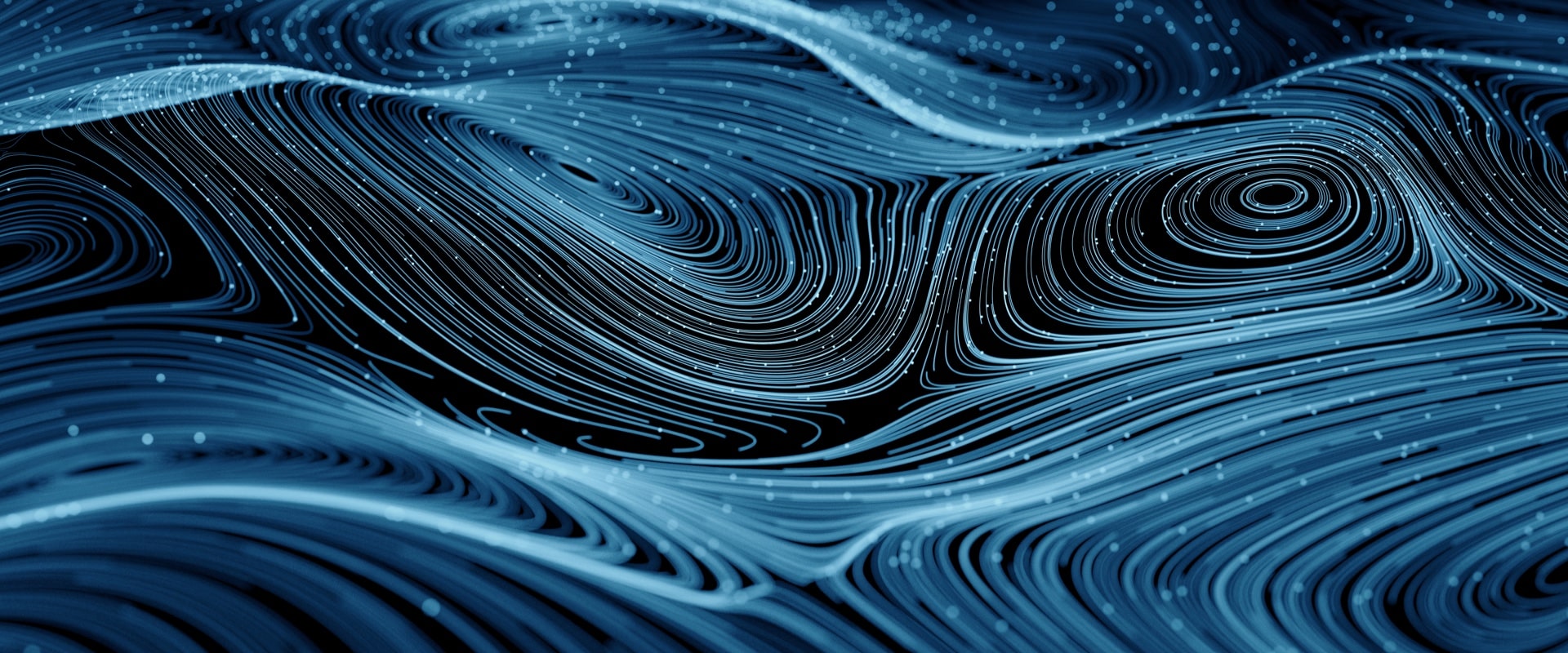 Wavy blue digital lines on a black background