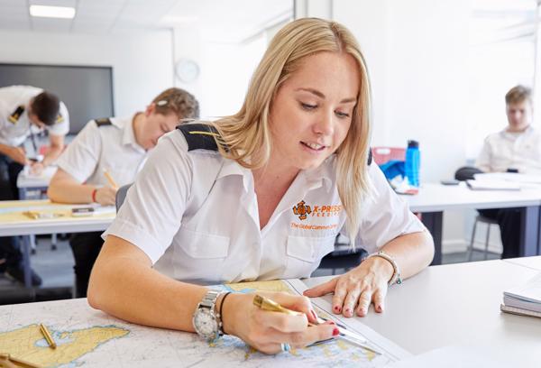 female cadet studying a map at the St Mary's campus