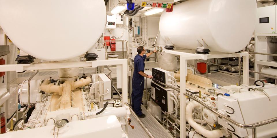 Engineer working in an engine room