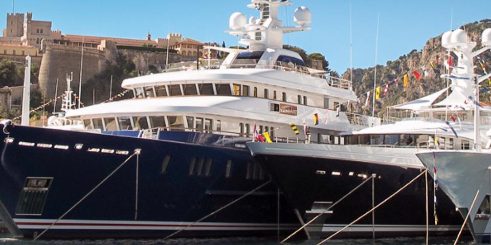 Superyacht moored up at harbour
