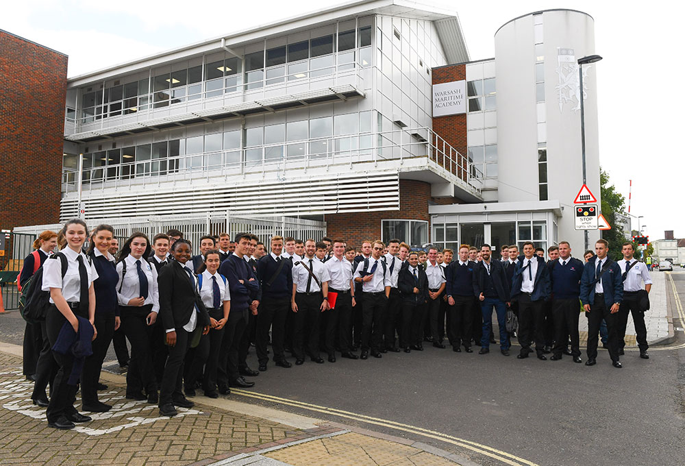 A group of cadets standing outside the St Mary's campus