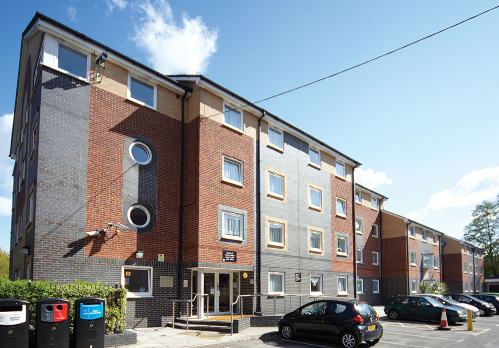 Exterior shot of Solent's David Moxon student residence